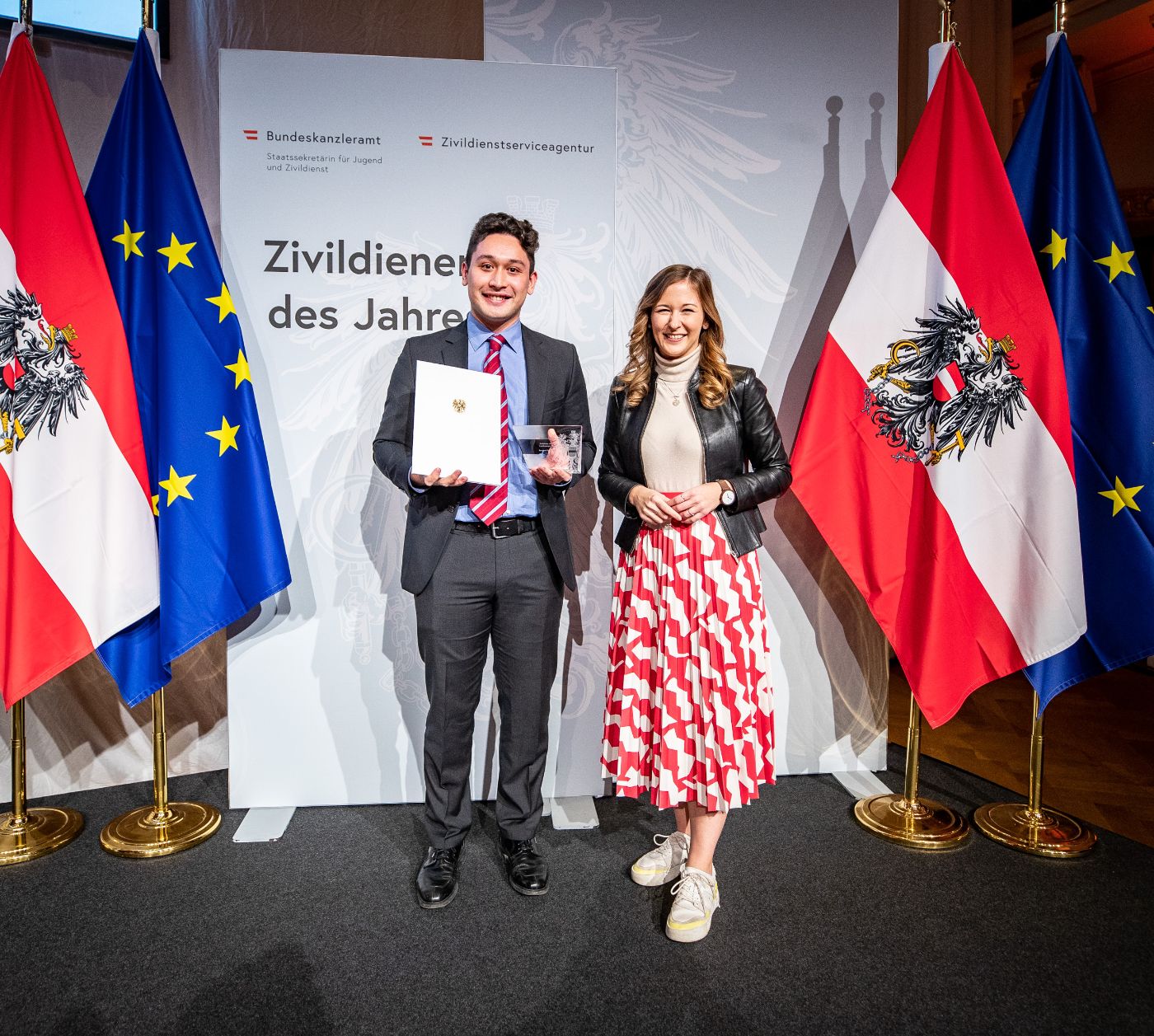 Zivildiener des Jahres 2022, Landessieger Niederösterreich und Staatssekretärin Claudia Plakolm